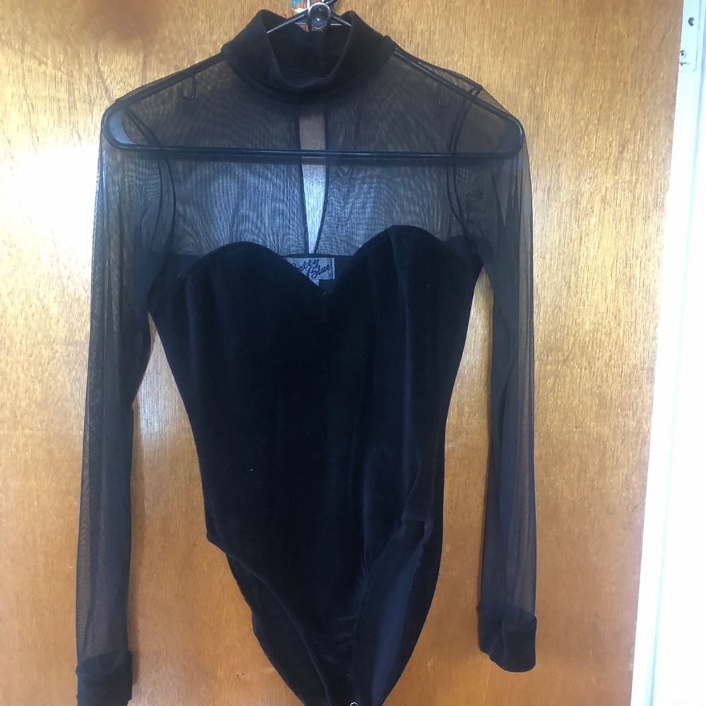 Vintage Mesh and Velvet Bodysuit